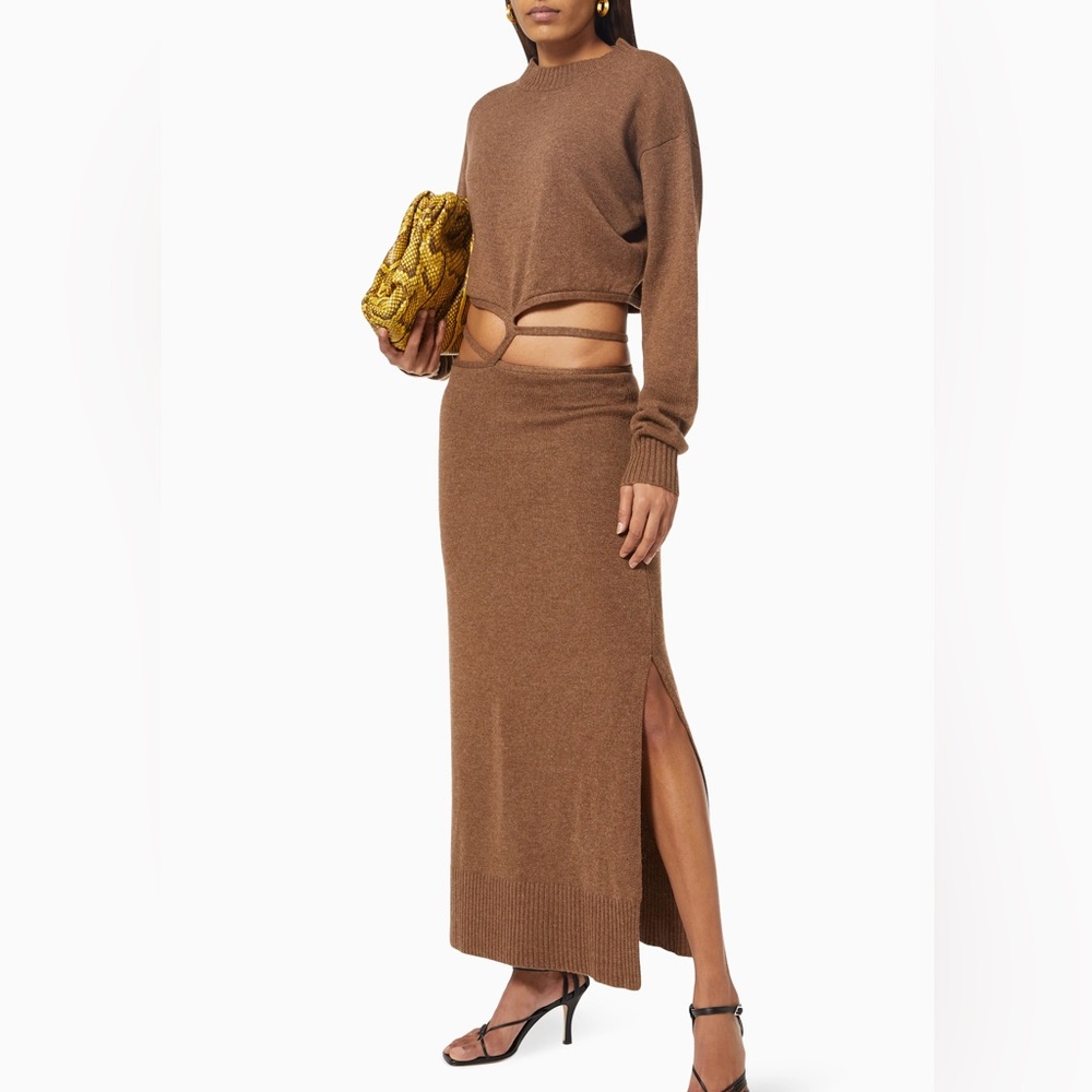 Christopher Esber Knit Tie Sweater Dress In Fawn - Picture 6 of 15